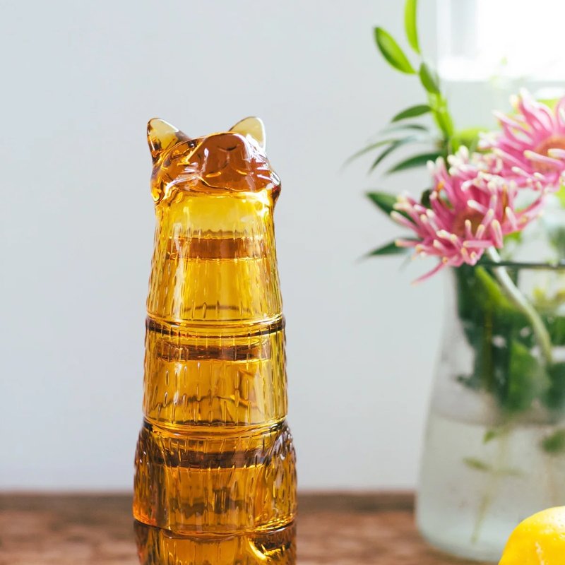 西班牙 DOIY  貓咪Kitty玻璃杯水杯創意堆疊套裝果汁杯客廳家用禮 - 玻璃杯 - 玻璃 灰色