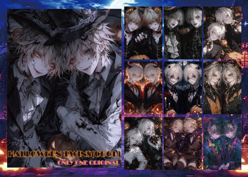 COOL HALLOWEEN TWINS デザインペーパー　両面A6 - 筆記本/手帳 - 紙 