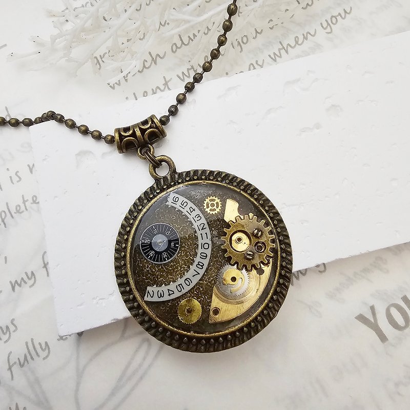 Steampunk [Cn9062-2] x Old watch accessories x Retro long necklace - สร้อยคอยาว - โลหะ สีนำ้ตาล