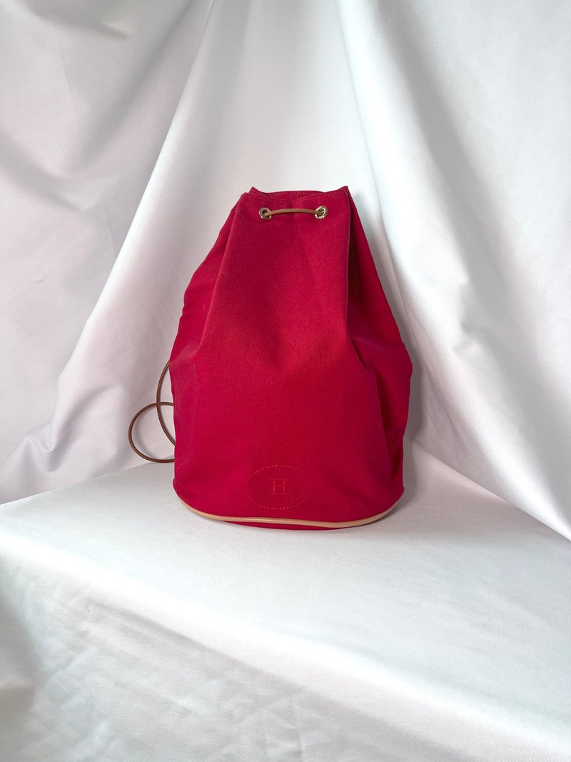 Hermès Polochon mimile Red Backpack backpack side shoulder bag Japanese second-hand - Drawstring Bags - Other Materials Red