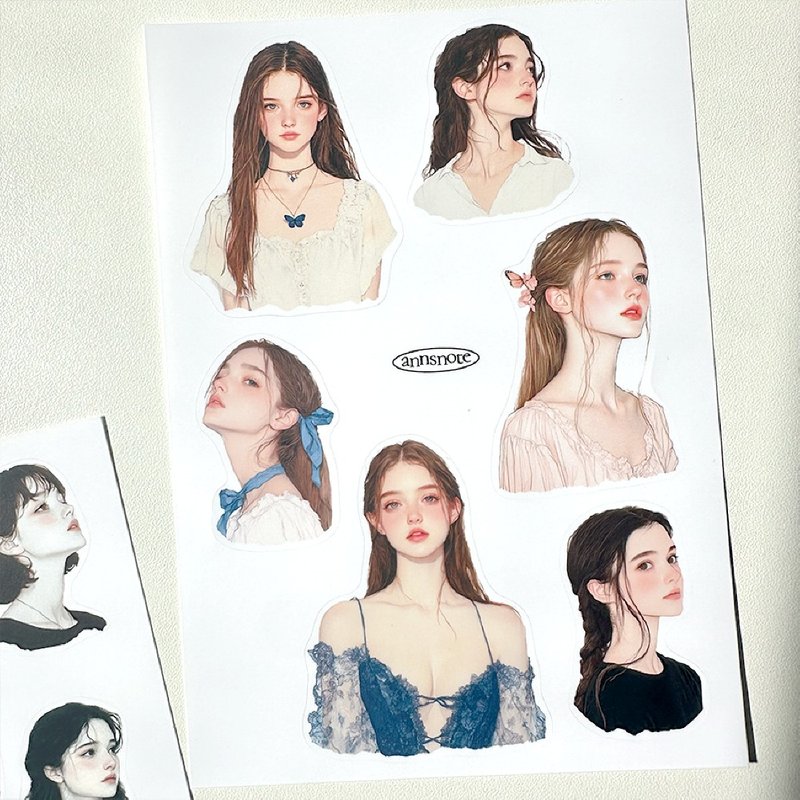 Girl - Color seal sticker (anns note) vintage - 貼紙 - 紙 多色