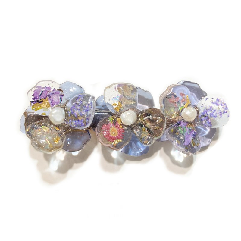 日本樹脂夏日果凍感花卉髮夾.髮飾 - 髮夾/髮圈 - 樹脂 藍色