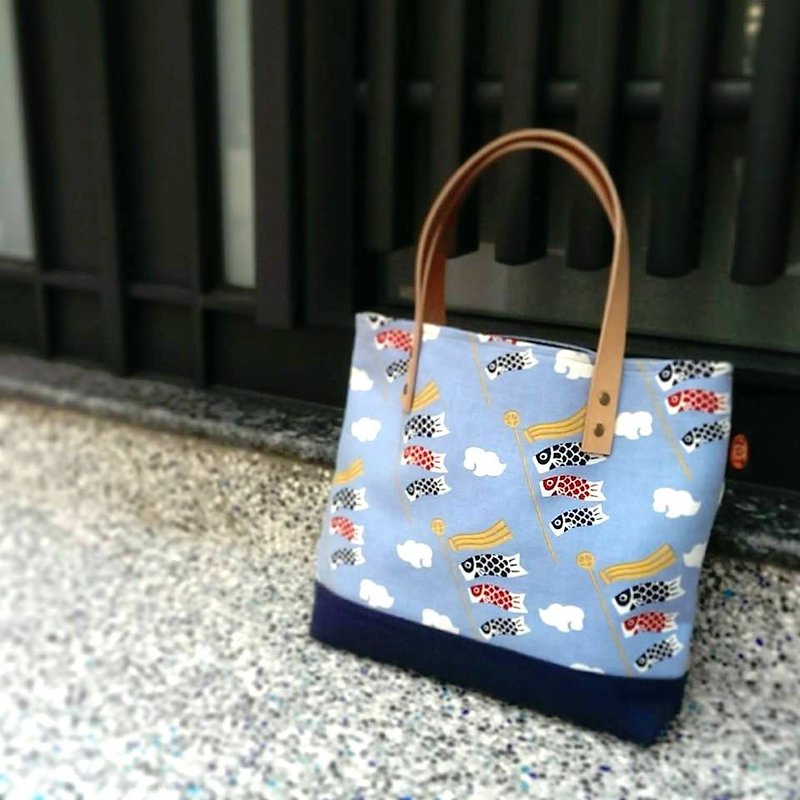 ✎ Japan downwards dye | carp pure leather handbags - กระเป๋าถือ - วัสดุอื่นๆ 