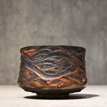 日本古美術】海棠式古錫茶托5客京都清課堂造天然薌沉香檀香茶器香道具