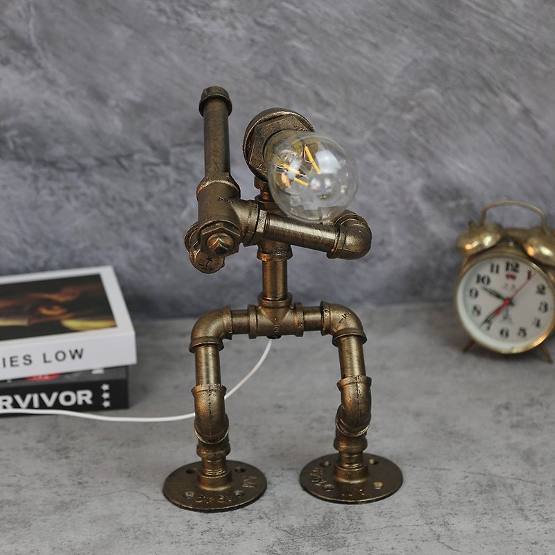 Industrial style creative robot water pipe lamp study desk lamp bedroom desk lamp LED dimmable desk lamp - โคมไฟ - โลหะ 