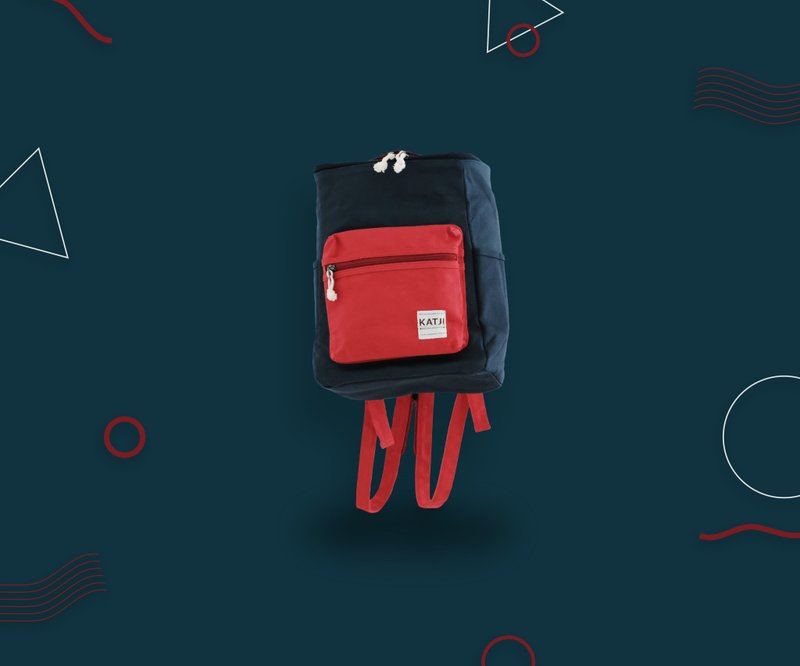 【Off-season sale】【Off-season sale】BUCKET BEAM BAG : NAVY x RED COLOR - Backpacks - Other Materials Red