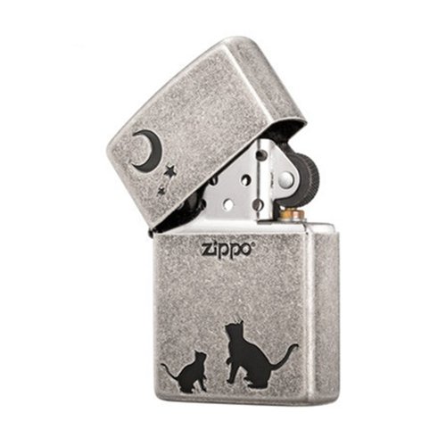 [ZIPPO Official Flagship Store] Moon Cat (Antique Silver) Windproof Lighter  ZA-3-148B