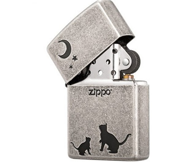 ZIPPO Official Flagship Store] Moon Cat (Antique Silver) Windproof 