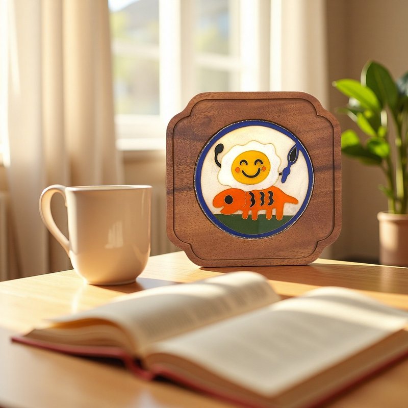 掐絲琺瑯小托盤-雞蛋騎士 | 手工掐絲 琺瑯藝術 壺托杯墊原創禮物 - 擺飾/家飾品 - 木頭 