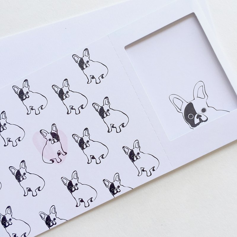 Pin Cards -  Coloring / Color Bulldog - Greeting Frame Card『buy 2 for free shipping』 - Cards & Postcards - Paper White
