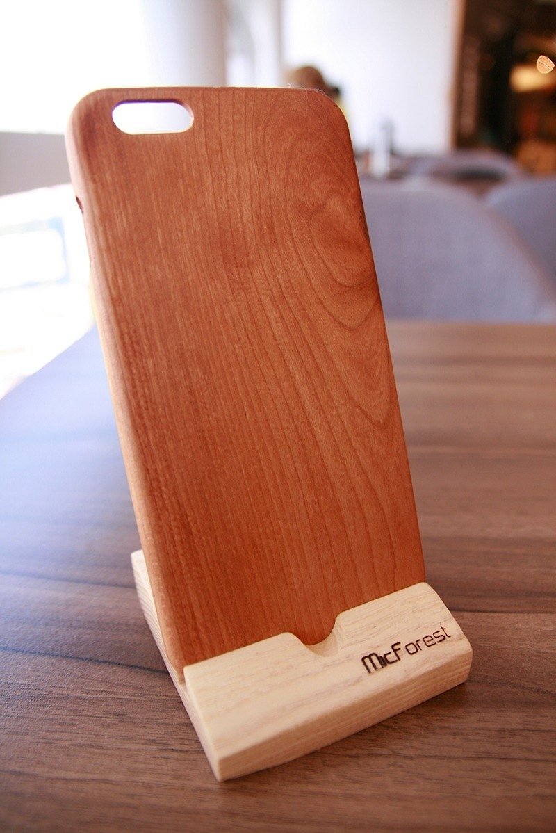 マイクロ森。 iPhone 6Sプラス。純粋な木材木製の携帯電話のシェル。チェリー - スマホケース - 木製 オレンジ