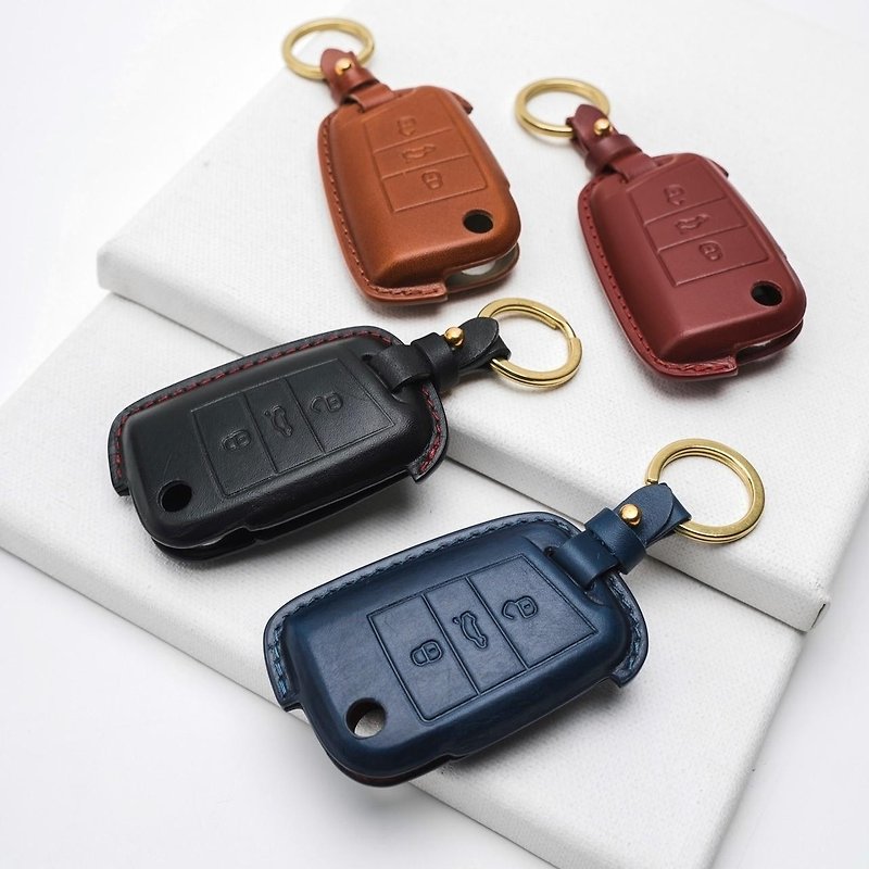 Skoda Superb Fabia Kodiaq Kamiq octavia car key leather case - Keychains - Genuine Leather 