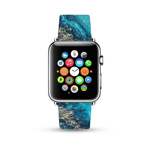 Freshion 海洋藍海洋瑪瑙 Apple Watch 真皮手錶帶 38 40 42 44 mm -310