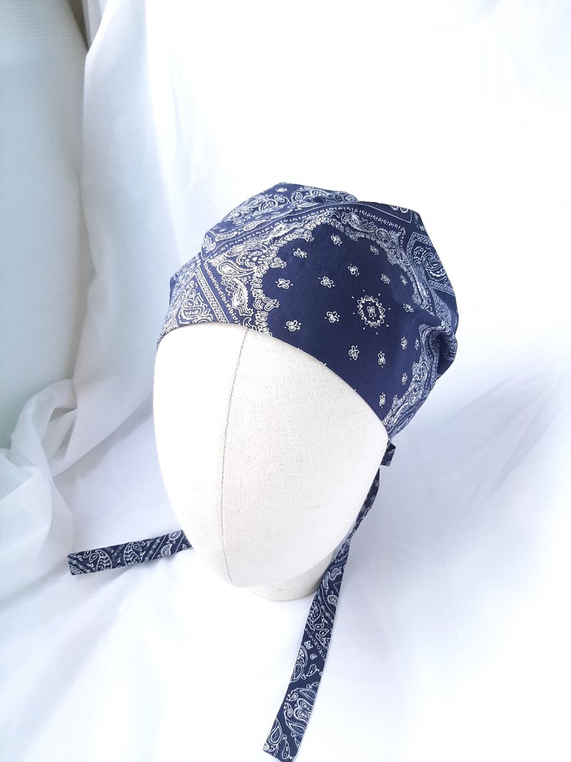 Dark Blue Amoeba Bandana Hat - Hats & Caps - Cotton & Hemp Blue