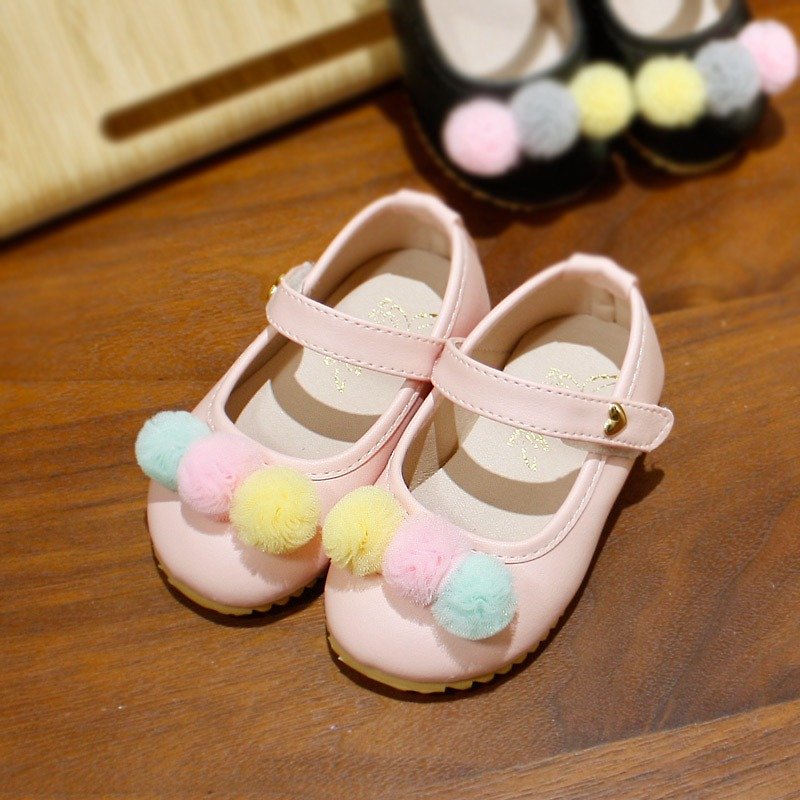 Colorful cotton candy doll shoes - light sweet powder on the 14th - Kids' Shoes - Genuine Leather Pink