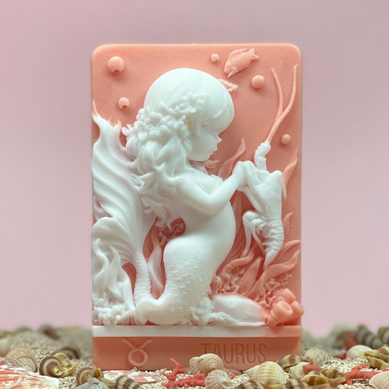 美人魚/香氛皂 12星座/金牛座 手工皂 可客製顏色/香氛 - 肥皂/手工皂 - 其他材質 白色