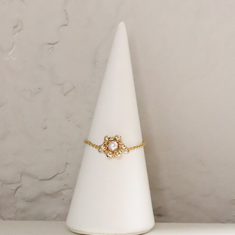 14K Gold | Dream Take Off Pearl Chain Ring - General Rings - Other Metals Gold