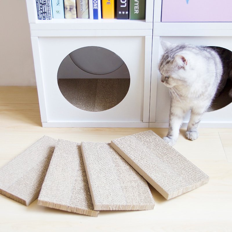 [Ange Home] Mini Cat Scratching Board (4 pieces)-Replaceable peekaboo cabinet internal scratching board - Scratchers & Cat Furniture - Paper 