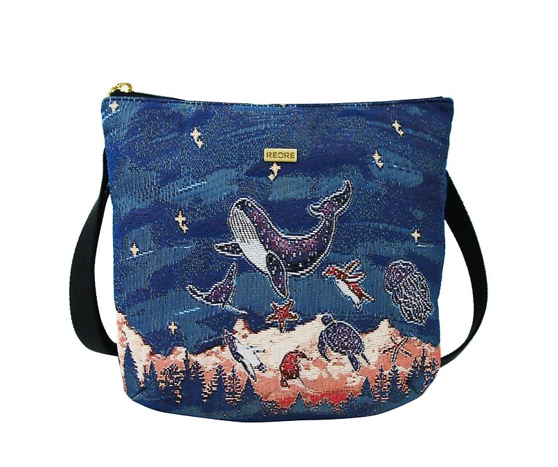 Handmade Crossbody Bag  /  Jacquard Weave / Water Repellent - Messenger Bags & Sling Bags - Other Materials Blue