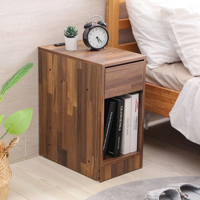 [Slow] With socket, single side storage cabinet, side table, bedside table, locker, bedroom, living room - กล่องเก็บของ - วัสดุอื่นๆ สีนำ้ตาล