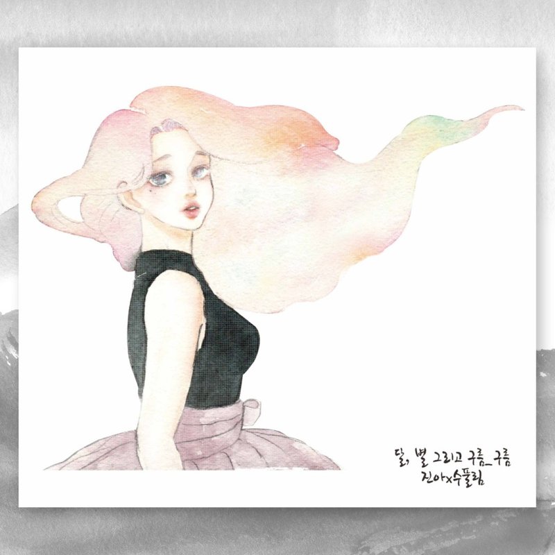 cloud (jinah) vintage Oriental cute girl person sticker - 貼紙 - 紙 多色
