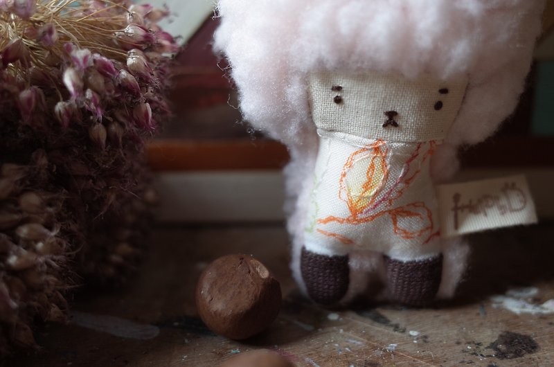 Doll Bunny - Pink Hair - Embroidery - 2018009 - ที่ห้อยกุญแจ - ผ้าฝ้าย/ผ้าลินิน สึชมพู