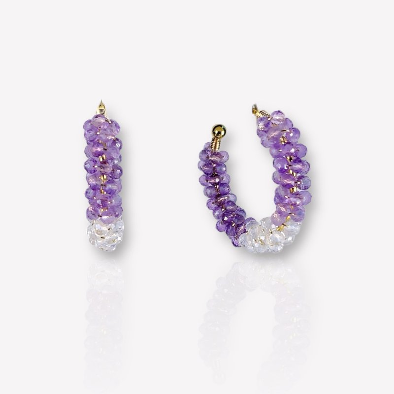 Amethyst Hoop Earrings | 14K Gold Filled | 925 Silver | Gemstone - Earrings & Clip-ons - Gemstone Purple