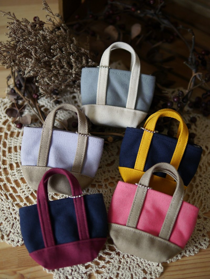 [Color matching] mini classic tote bag charm - Keychains - Cotton & Hemp Multicolor