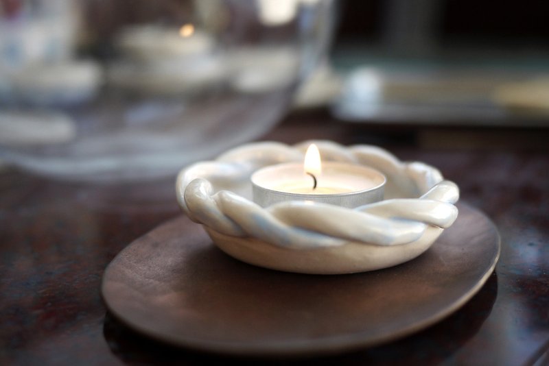 Beast Horn Candlestick with Candle - Candles & Candle Holders - Porcelain White