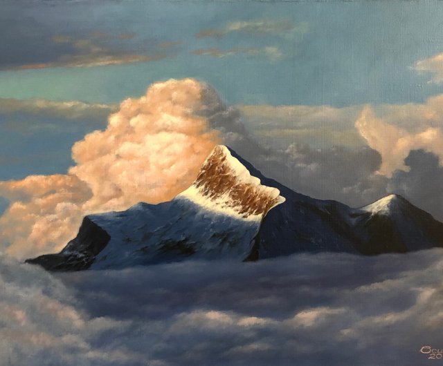 【 油絵 / 風景画 】N. AOYAMA絵画 額縁 壁掛け 海 山 家 空 油絵 / 風景画 】N. AOYAMA絵画 額縁 壁掛け 海 山 家 空