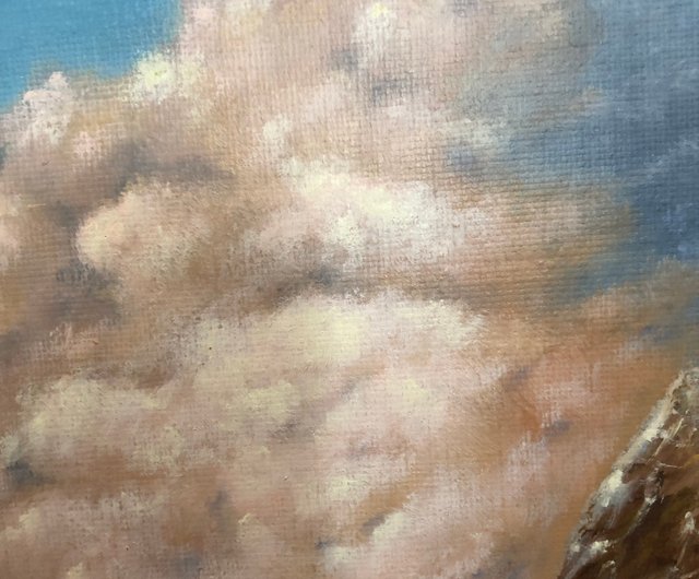 キャンバス上のオリジナルの油絵山の風景雲の絵画空のアートワーク