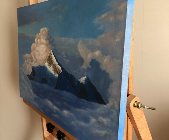 キャンバス上のオリジナルの油絵山の風景雲の絵画空のアート