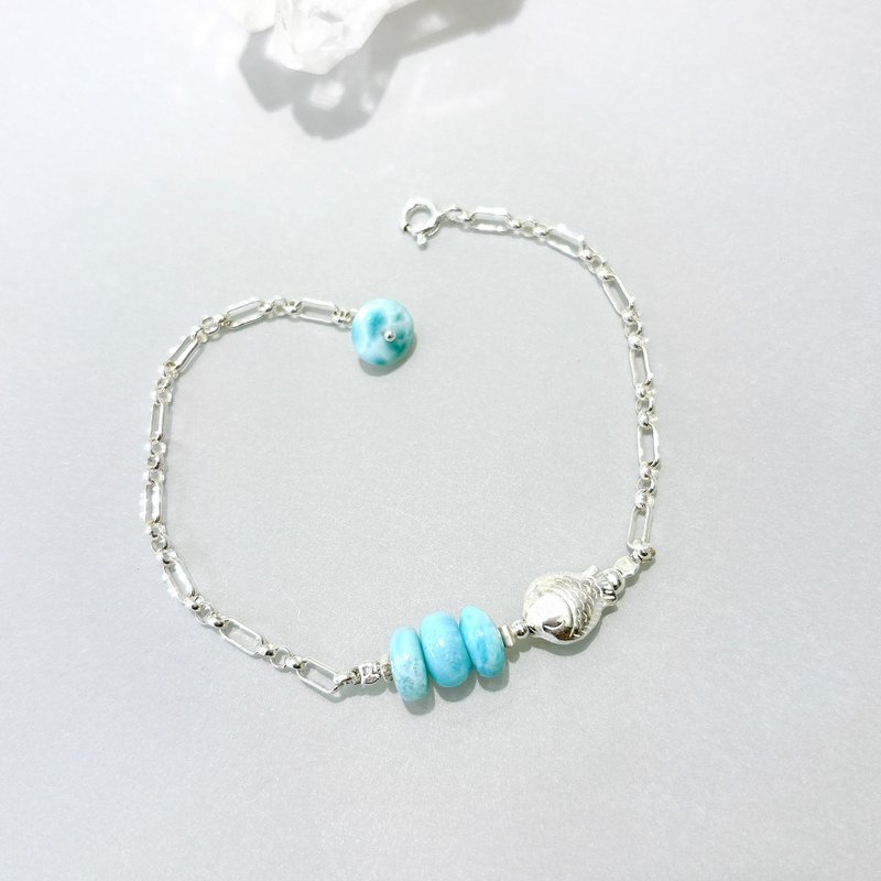 Ops Larimar silver light blue gemstone bracelet - สร้อยข้อมือ - เครื่องเพชรพลอย สีน้ำเงิน