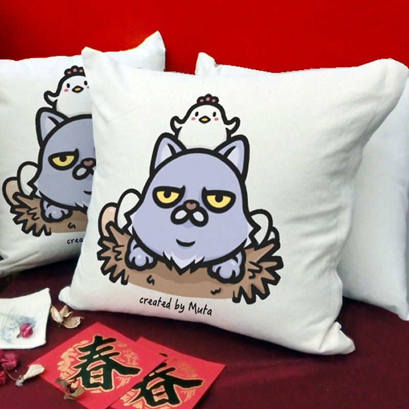 【New Year】 Owl Chicken New Year Cotton Double Color Canvas Pillow - Home Decoration - Pillows & Cushions - Cotton & Hemp 