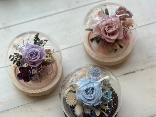 艸心 handcraft by xy 永生花盅 玻璃盅罩 永生花藝 恆星花 永生花 不凋花 乾燥花