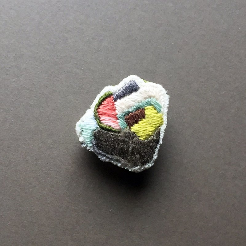 Mini Hand-embroidered Brooch/Pin Autumn Geometry Series 03 - Brooches - Thread Multicolor