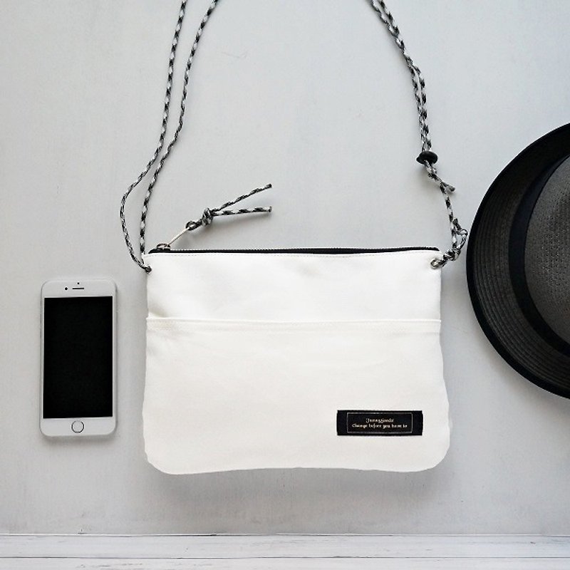 white shoulder bag - Messenger Bags & Sling Bags - Cotton & Hemp White
