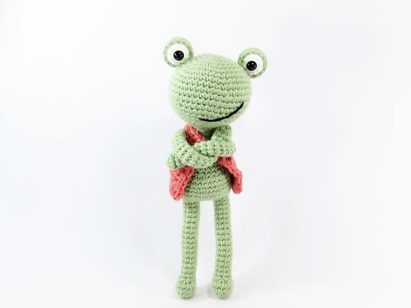 Big-eyed frog-frog-decoration-doll - ตุ๊กตา - ไฟเบอร์อื่นๆ สีเขียว