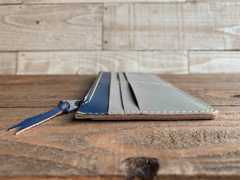 F-SLIM　メンズライクな落ち着き+夏ターコイズ　フルスリム財布　セカンドウォレットに　FSW-NHTN-Y - 皮夾/長短夾/錢包 - 真皮 灰色