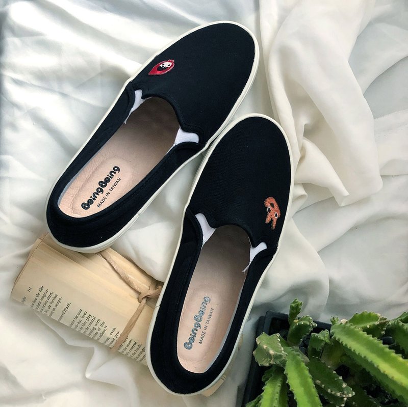 厚底スリッポン ブラック レディースシューズ - スリッポン - コットン・麻 ブラック