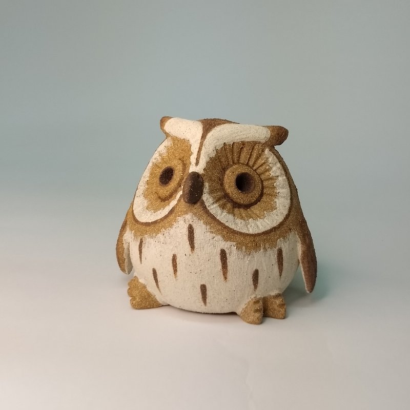 Mini Q-version owl-Lanyu scops owl/pottery/original design - ของวางตกแต่ง - ดินเผา 