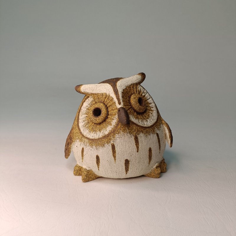 迷你Q版貓頭鷹-蘭嶼角鴞/陶藝品/原創設計 - 擺飾/家飾品 - 陶 
