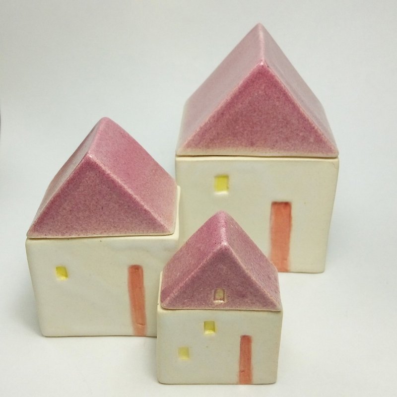 材質選擇 -桃紅 陶藝 小屋 盒中盒 - 花瓶/陶器 - 陶 紫色