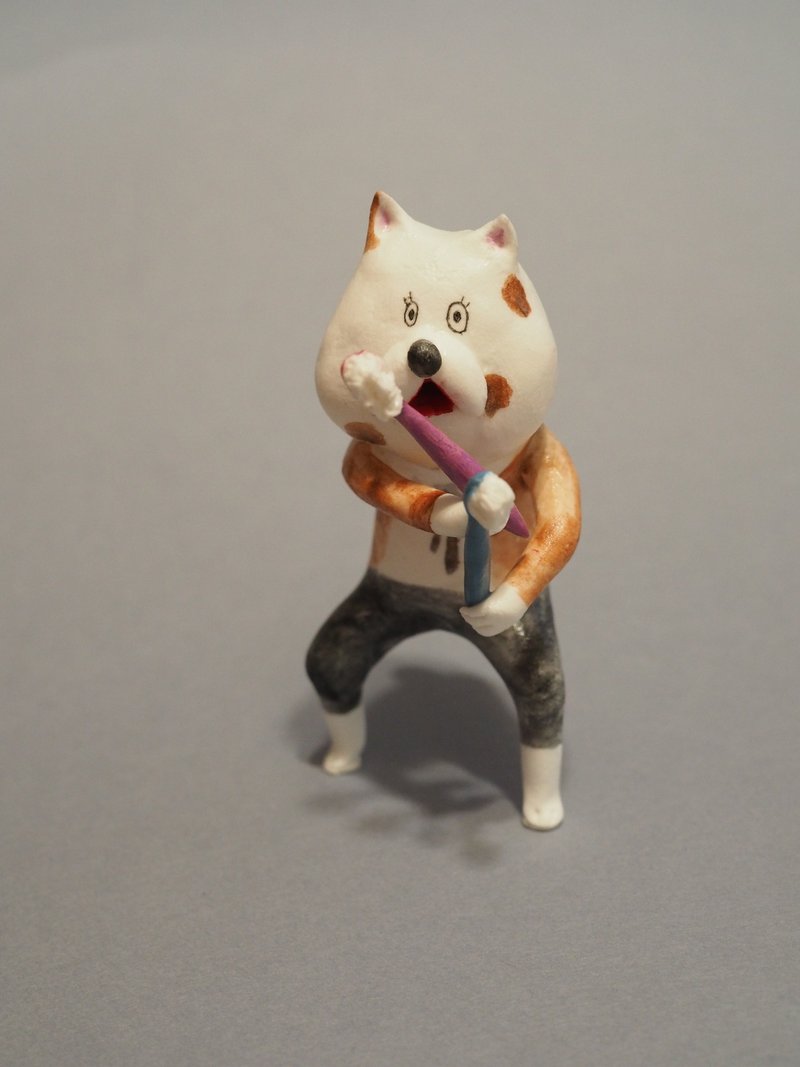 Toothbrush dog - 擺飾/家飾品 - 黏土 白色