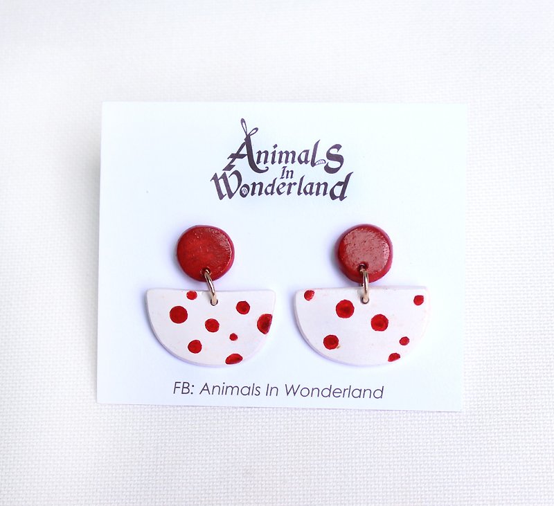 Handmade retro earrings (red) - ต่างหู - ดินเหนียว สีแดง