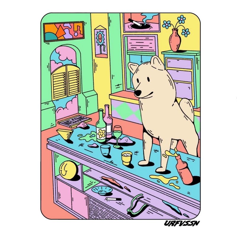 夏天的麒麟 I SHIBA INU CLUB 柴犬俱樂部 - 男 T 恤 - 棉．麻 