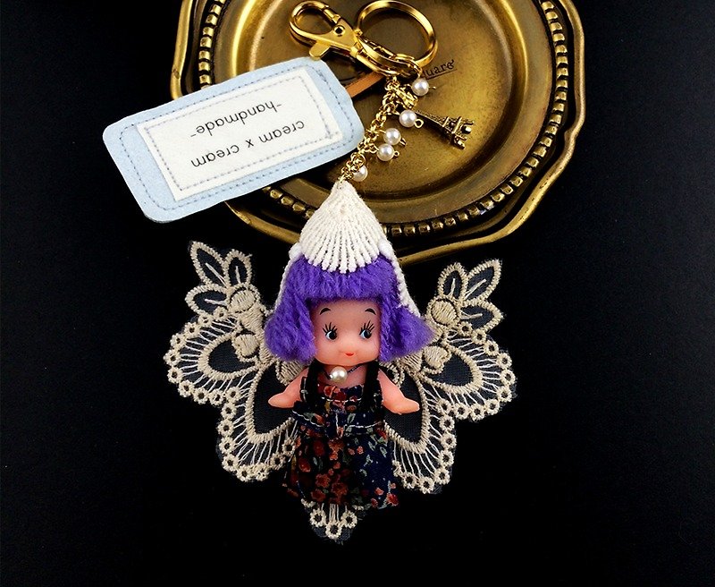 Handmade Q ratio makes key ring - Frank Little Witch - Keychains - Plastic Purple