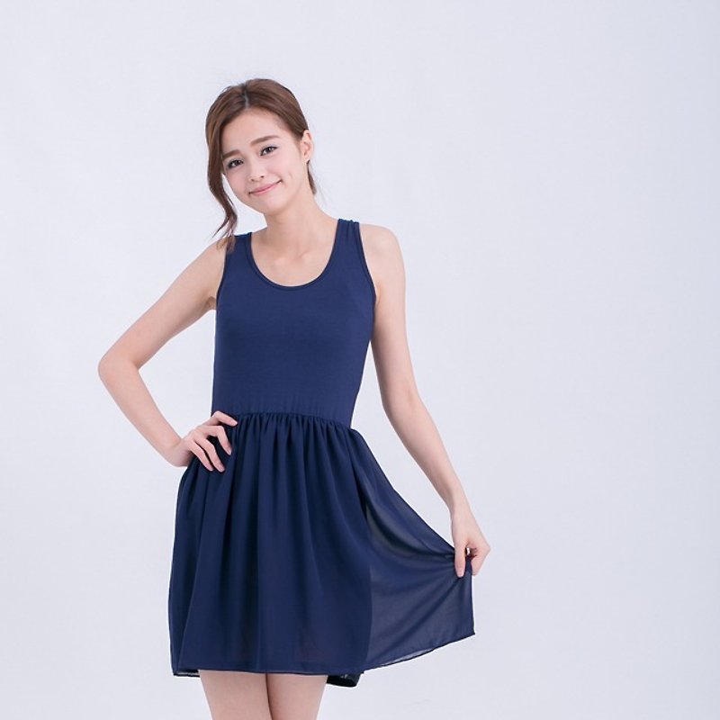 Xandy Modal inner dresses / Navy - เสื้อกั๊กผู้หญิง - ผ้าฝ้าย/ผ้าลินิน สีน้ำเงิน