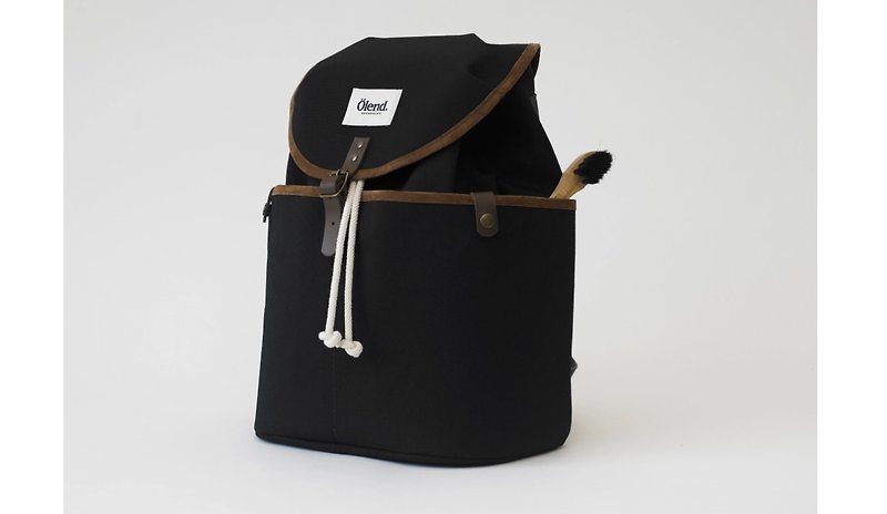 |西班牙手工製作| Ölend Ringo 帆布後背包/電腦包 (Black黑色) - 後背包/書包 - 其他材質 黑色