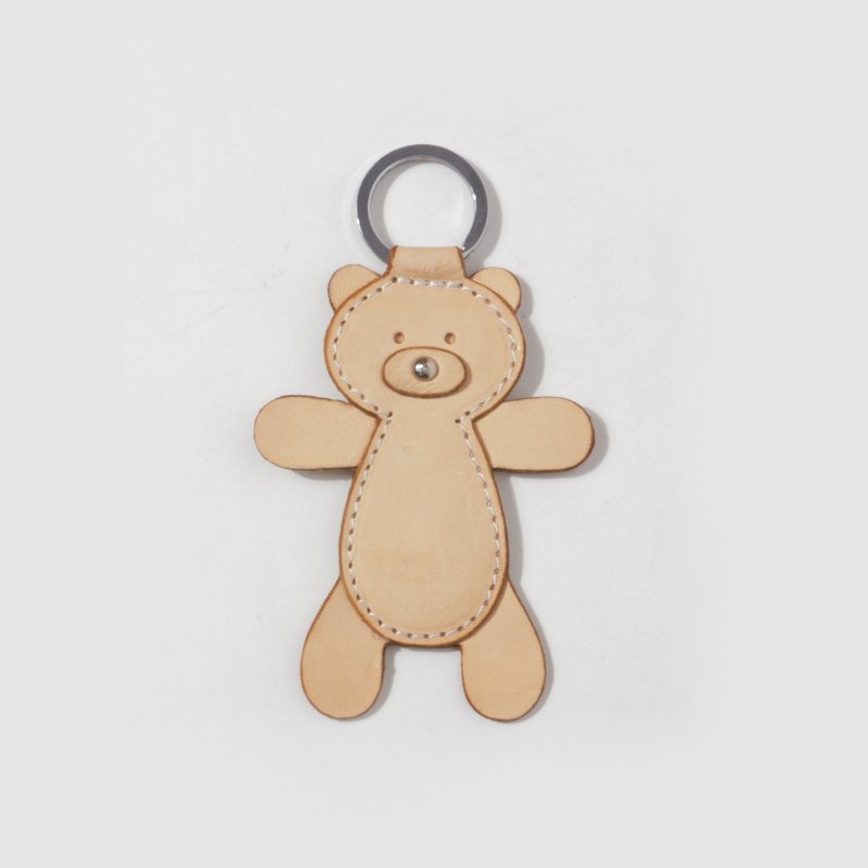 JulyChagall Vegetable-Tanned Leather Teddy Bear Pendant, Bag Charm. - Keychains - Genuine Leather 